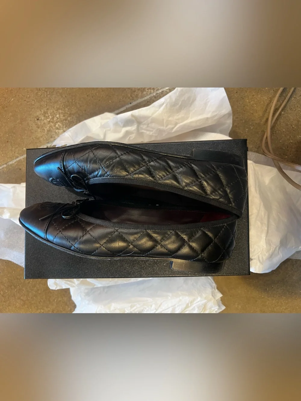 CHANEL BALLET FLATS Aged Calfskin  Black